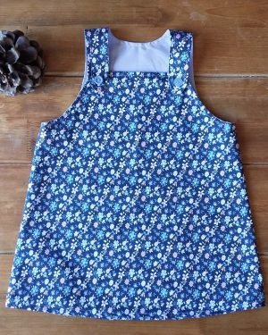 robe chasuble fillette liberty bleu