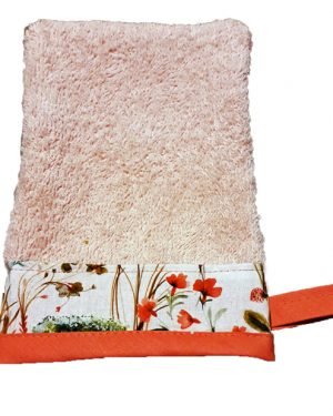 gant toilette enfant fleurs éponge rose printemps