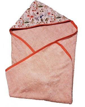 sortie de bain éponge serviette fleurs printemps rose enfant